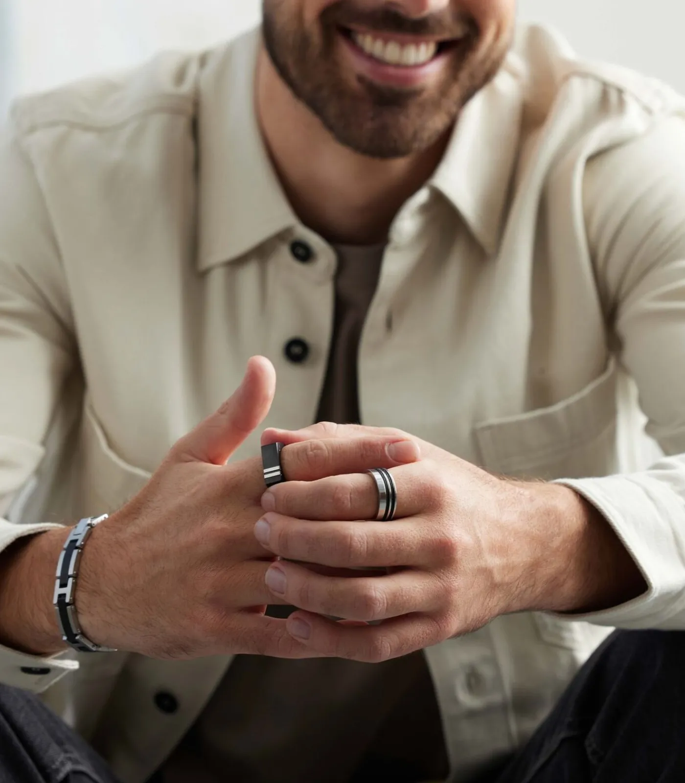 Heren Lucardi Ring Staal - zilverkleurig