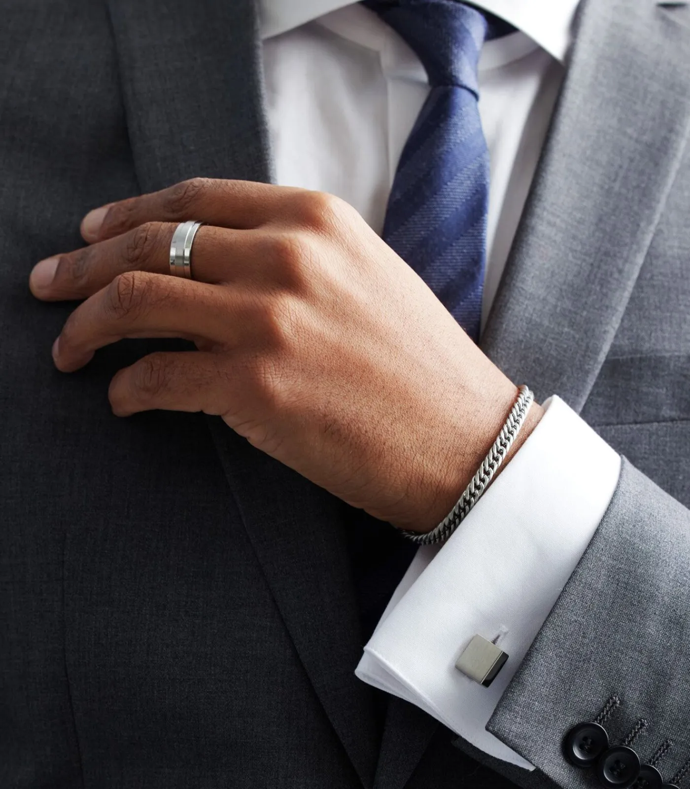 Heren Lucardi Ring Staal - zilverkleurig