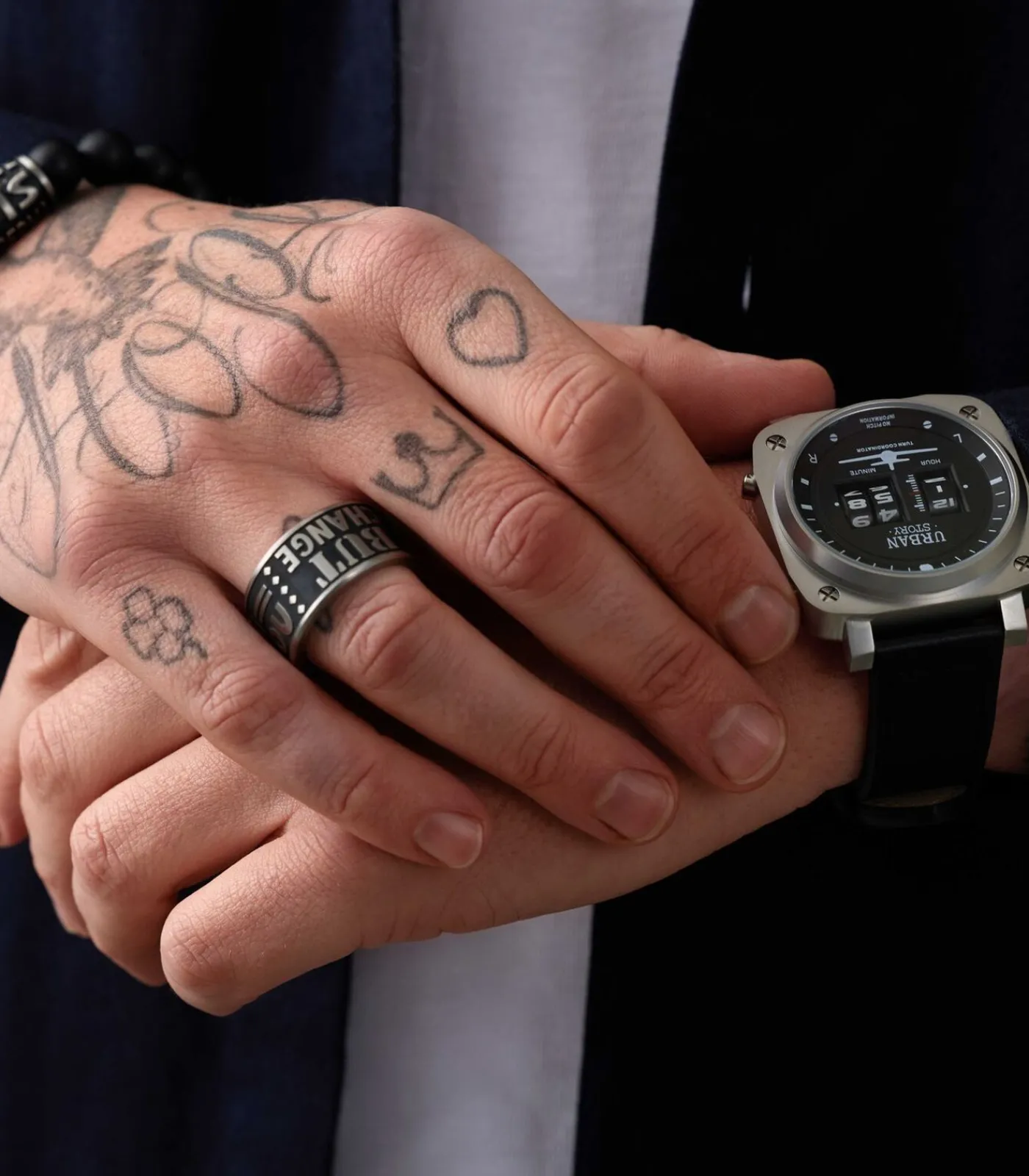 Heren Lucardi Ring Staal - zwart