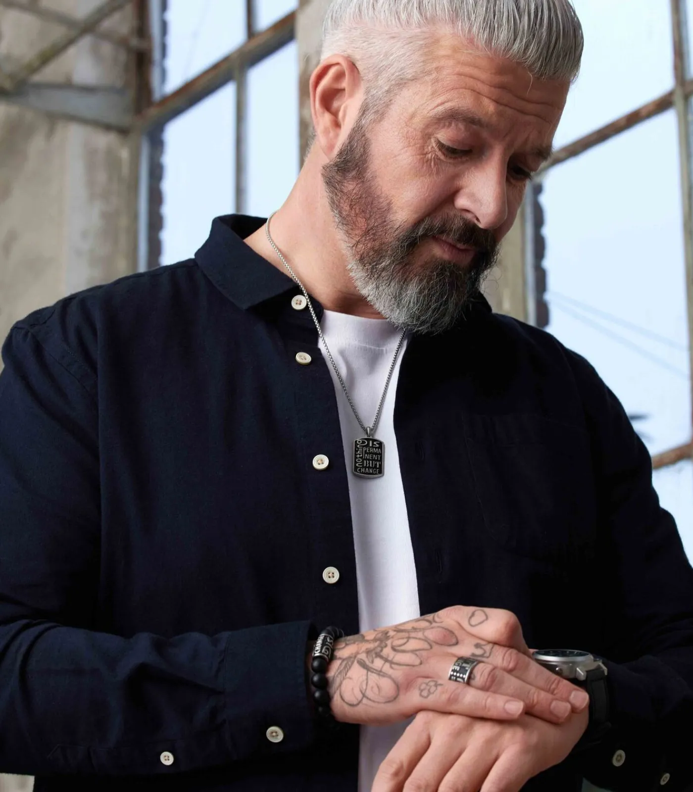 Heren Lucardi Ring Staal - zwart