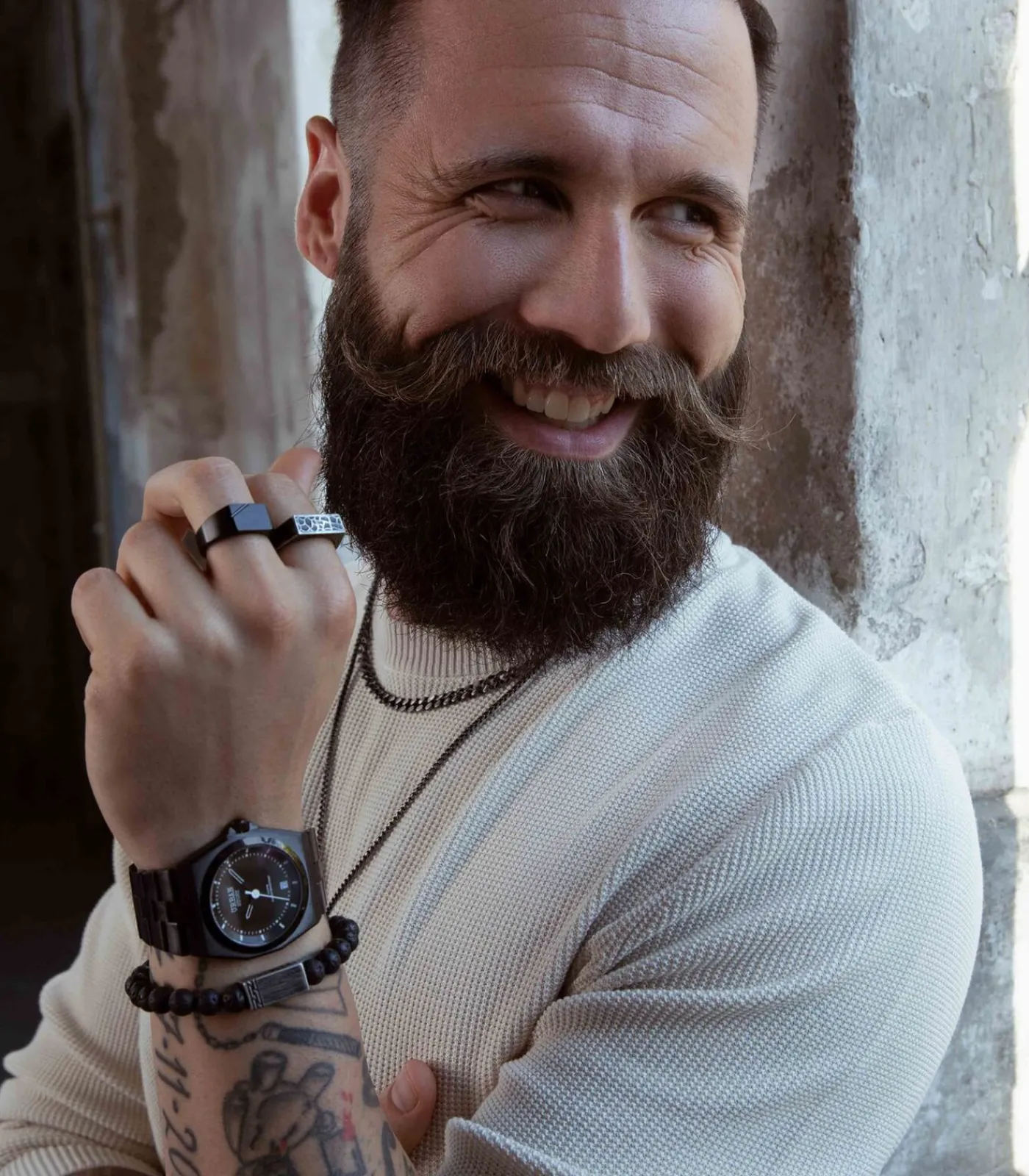 Heren Lucardi Ring Staal - zwart