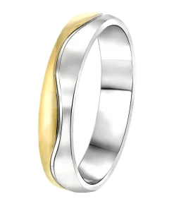 Sale Ring 'Valletta' Staal - zilverkleurig-goudkleurig Heren Ringen