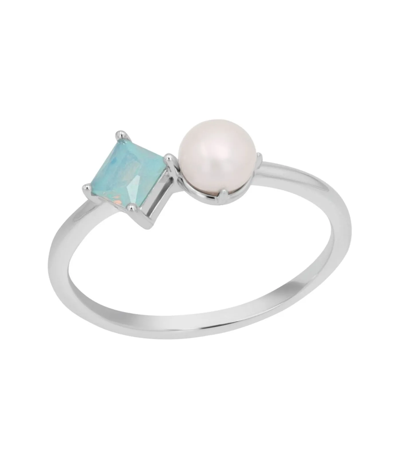 Ring voor dames, 925 sterling zilver, synthetische edelsteen, gekweekte zoetwaterparel DAMES Ringen