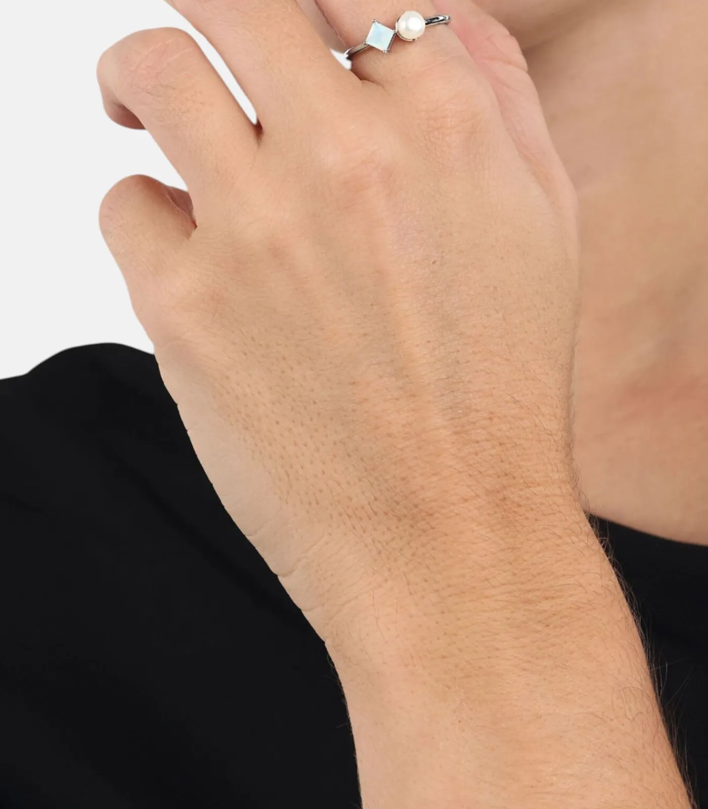 Ring voor dames, 925 sterling zilver, synthetische edelsteen, gekweekte zoetwaterparel DAMES Ringen