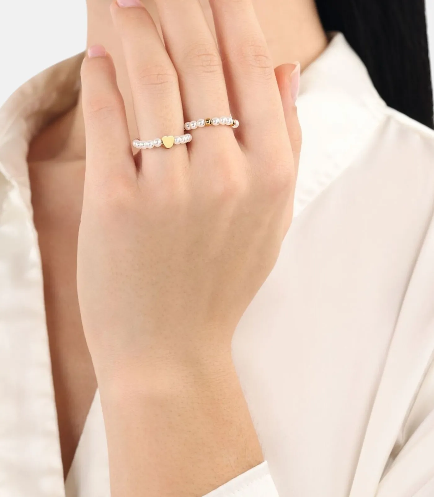 DAMES Amor Ring voor dames, roestvrij staal, glaskraal | hartje