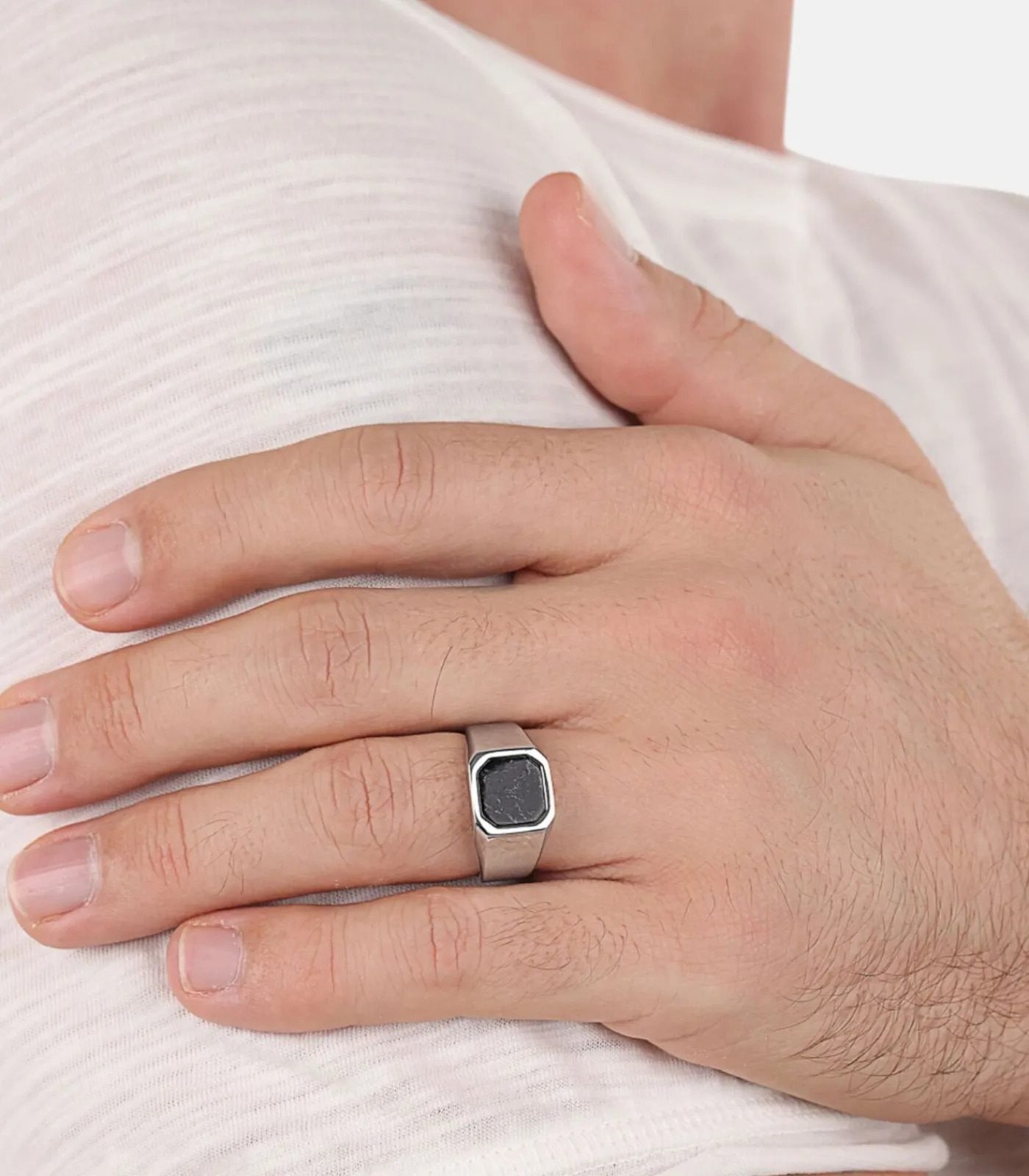 Online Ring voor mannen, roestvrij staal, lijnsteen Heren Ringen