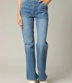 DAMES Deeluxe RIO - Blauwe denim flare jeans met ritssluiting