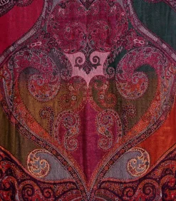 Outlet Rode sjaal met geweven patroon van katoen en wol DAMES Sjaals