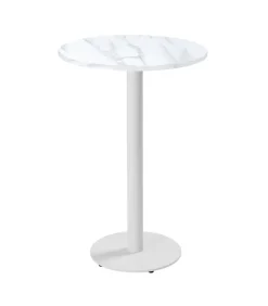Oviala Ronde hoge tafel 60 cm met wit onderstel en wit marmeren blad