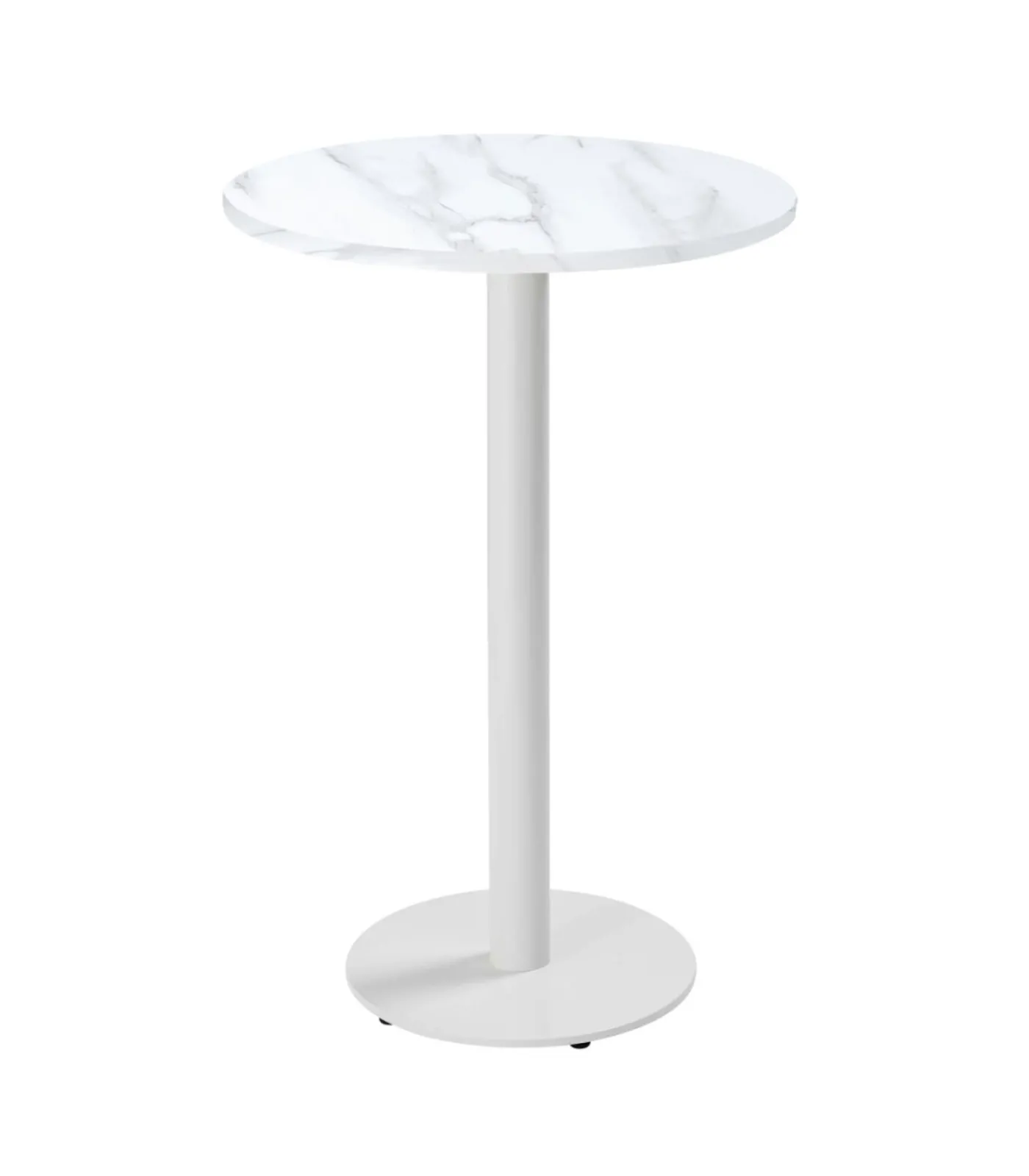 Oviala Ronde hoge tafel 60 cm met wit onderstel en wit marmeren blad