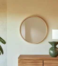 Tikamoon Ronde massief eiken spiegel 50x50 Fanie