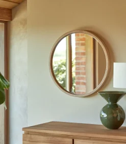 Tikamoon Ronde massief eiken spiegel 50x50 Fanie
