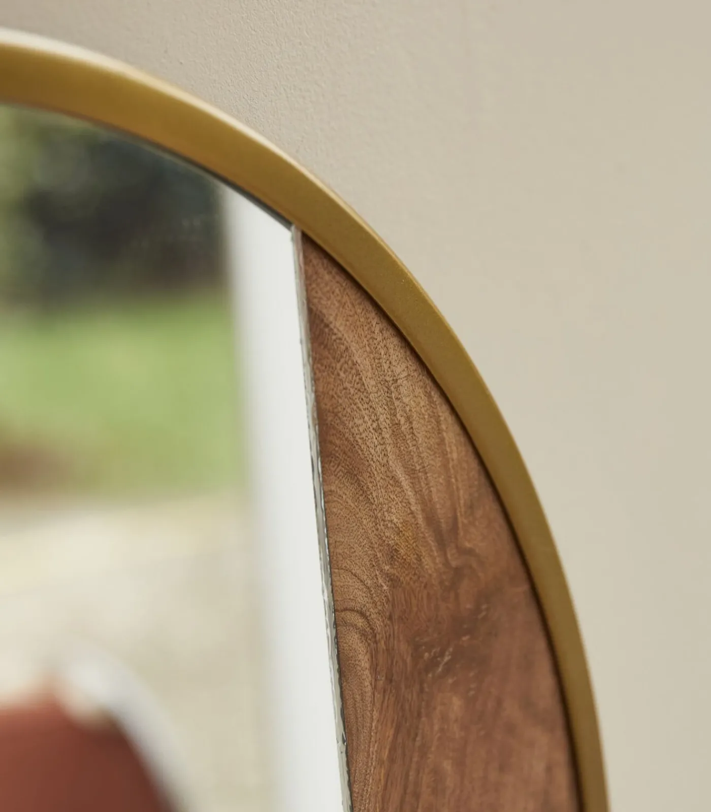 Discount Ronde spiegel van metaal en hout 60 cm Andrea Spiegels