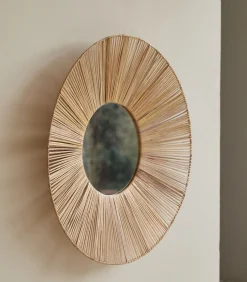 Best Ronde spiegel van natuurvezel 60 cm Iris Spiegels