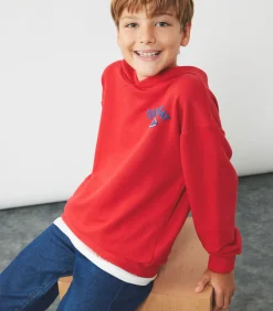 Hot Rood Jongens Sweatshirt Lange Mouwen Kapuchon Kinderen Truien & Vesten