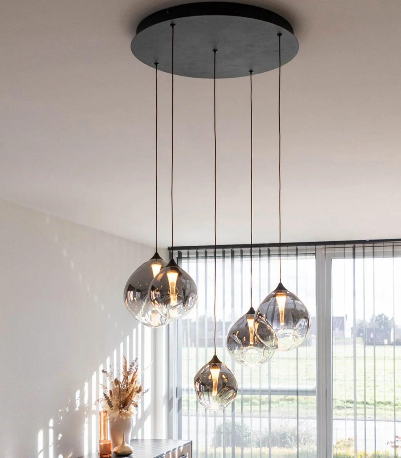 Atmooz Rosado - Hanglamp - Grijs Glas