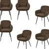 Sale Runa Eetkamerstoelen - Polyester - Warm Bruin - Set van 6 Stoelen