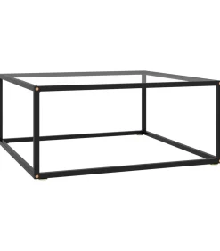 Discount Salontafel met gehard glas 80x80x35 cm zwart Tafels