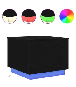 vidaXL Salontafel met LED-verlichting 50x50x40 cm zwart eikenkleurig