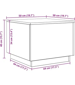 vidaXL Salontafel met LED-verlichting 50x50x40 cm zwart eikenkleurig
