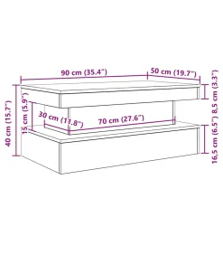 New Salontafel met LED-verlichting 90x50x40 cm zwart eiken Tafels