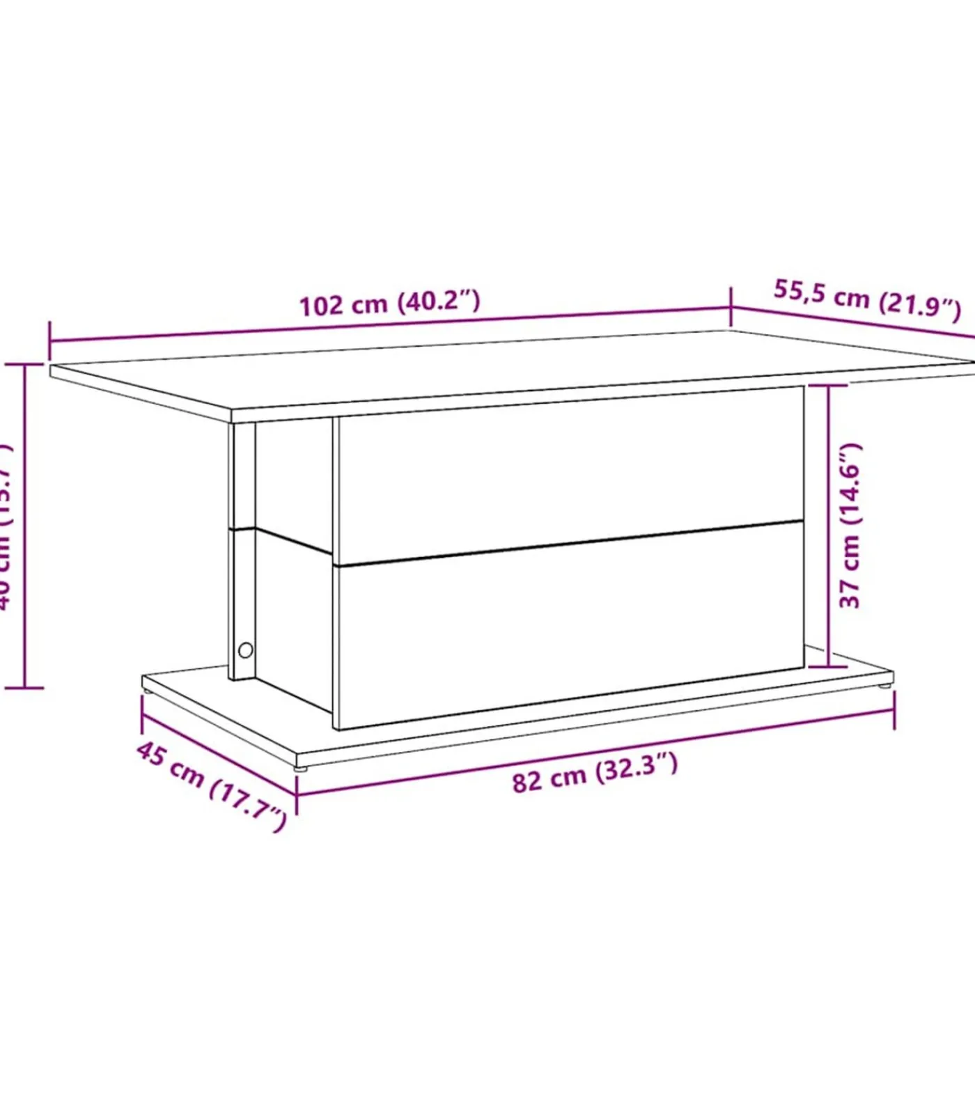 Best Salontafel 102x55,5x40 cm bewerkt hout artisanaal eikenkleur Tafels