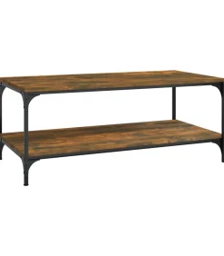 vidaXL Salontafel 80x50x40 cm bewerkt hout gerookt eikenkleurig