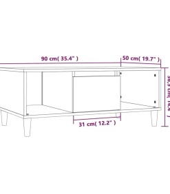 vidaXL Salontafel 90x50x36,5 cm bewerkt hout grijs sonoma