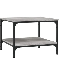 vidaXL Salontafel 55x55x40 cm bewerkt hout grijs sonoma eikenkleurig