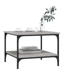 vidaXL Salontafel 55x55x40 cm bewerkt hout grijs sonoma eikenkleurig