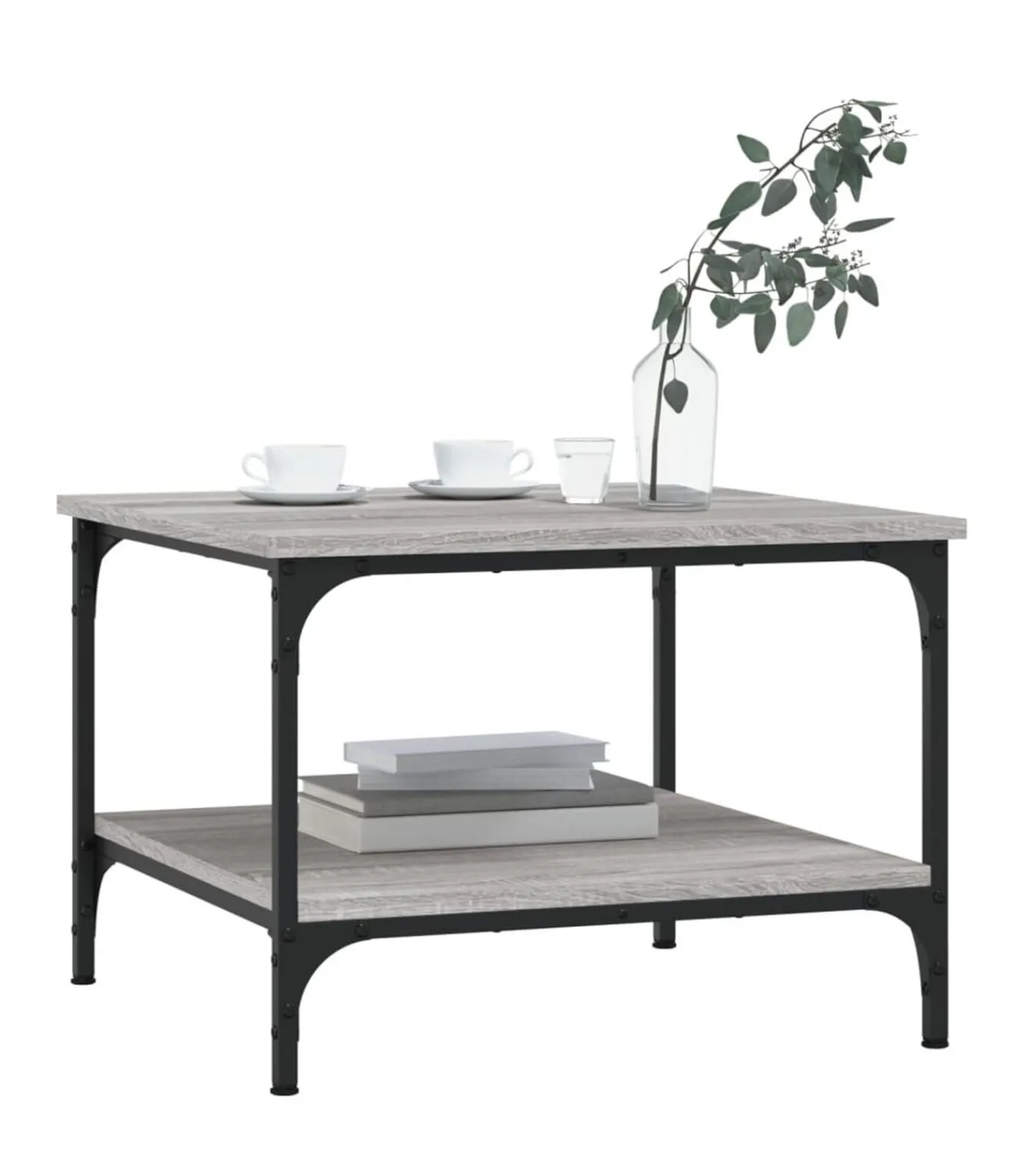 vidaXL Salontafel 55x55x40 cm bewerkt hout grijs sonoma eikenkleurig