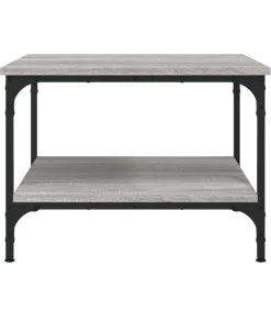 vidaXL Salontafel 55x55x40 cm bewerkt hout grijs sonoma eikenkleurig
