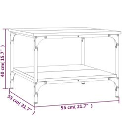 vidaXL Salontafel 55x55x40 cm bewerkt hout grijs sonoma eikenkleurig