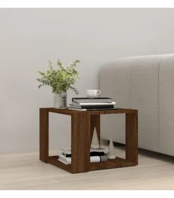 Clearance Salontafel 40x40x30 cm bewerkt hout bruin eikenkleur Tafels