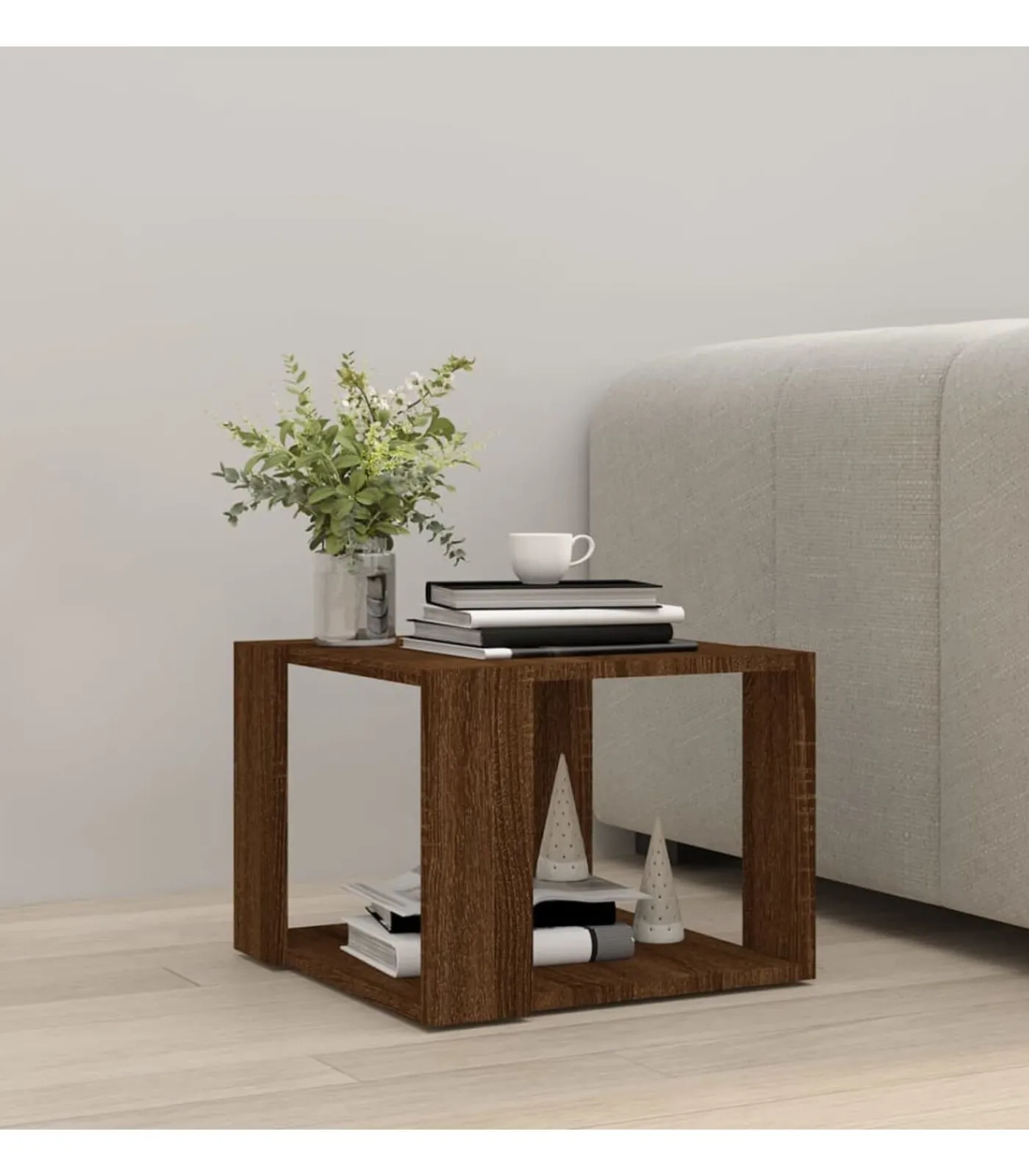 Clearance Salontafel 40x40x30 cm bewerkt hout bruin eikenkleur Tafels