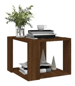 Clearance Salontafel 40x40x30 cm bewerkt hout bruin eikenkleur Tafels