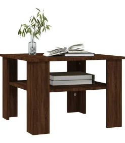 Sale Salontafel 60x60x42 cm bewerkt hout bruin eikenkleur Tafels