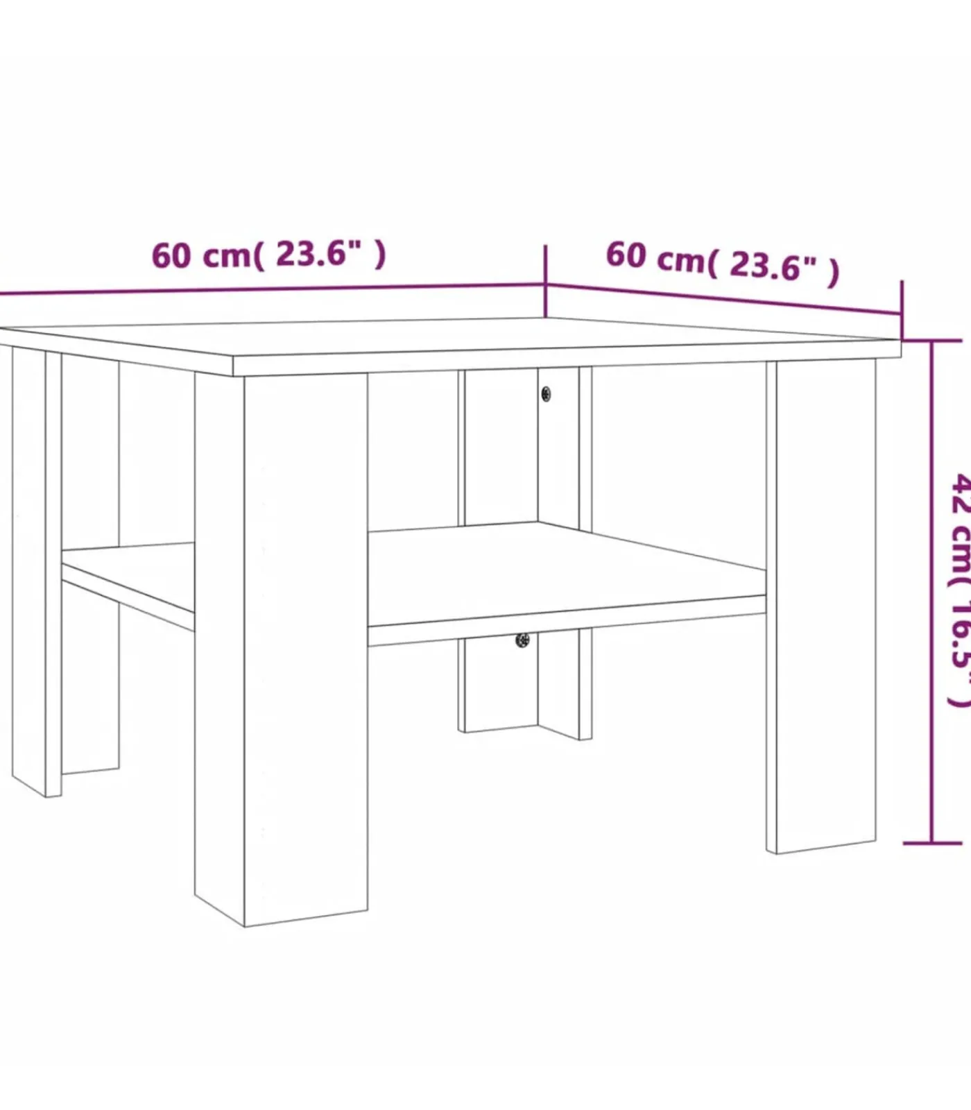 Sale Salontafel 60x60x42 cm bewerkt hout bruin eikenkleur Tafels
