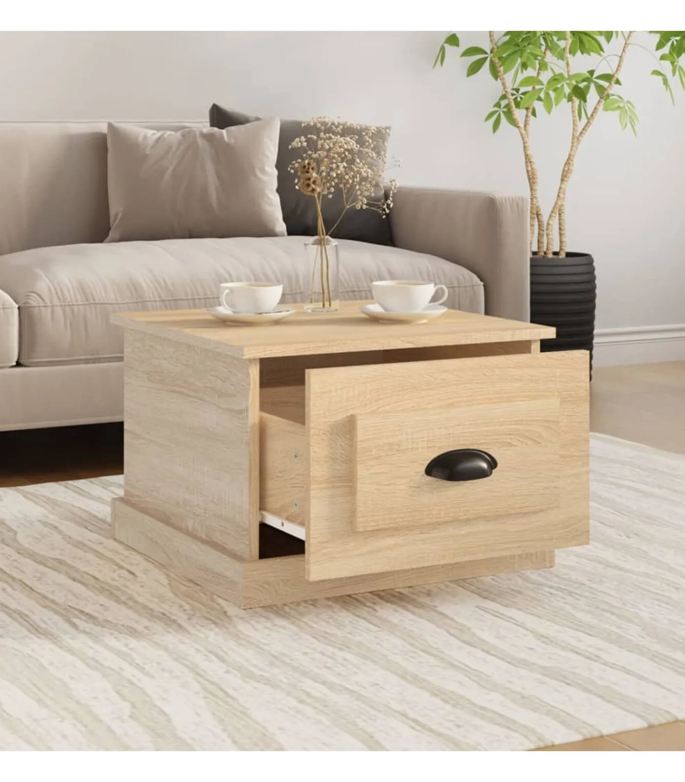 Best Salontafel 50x50x35 cm bewerkt hout sonoma eikenkleurig Tafels