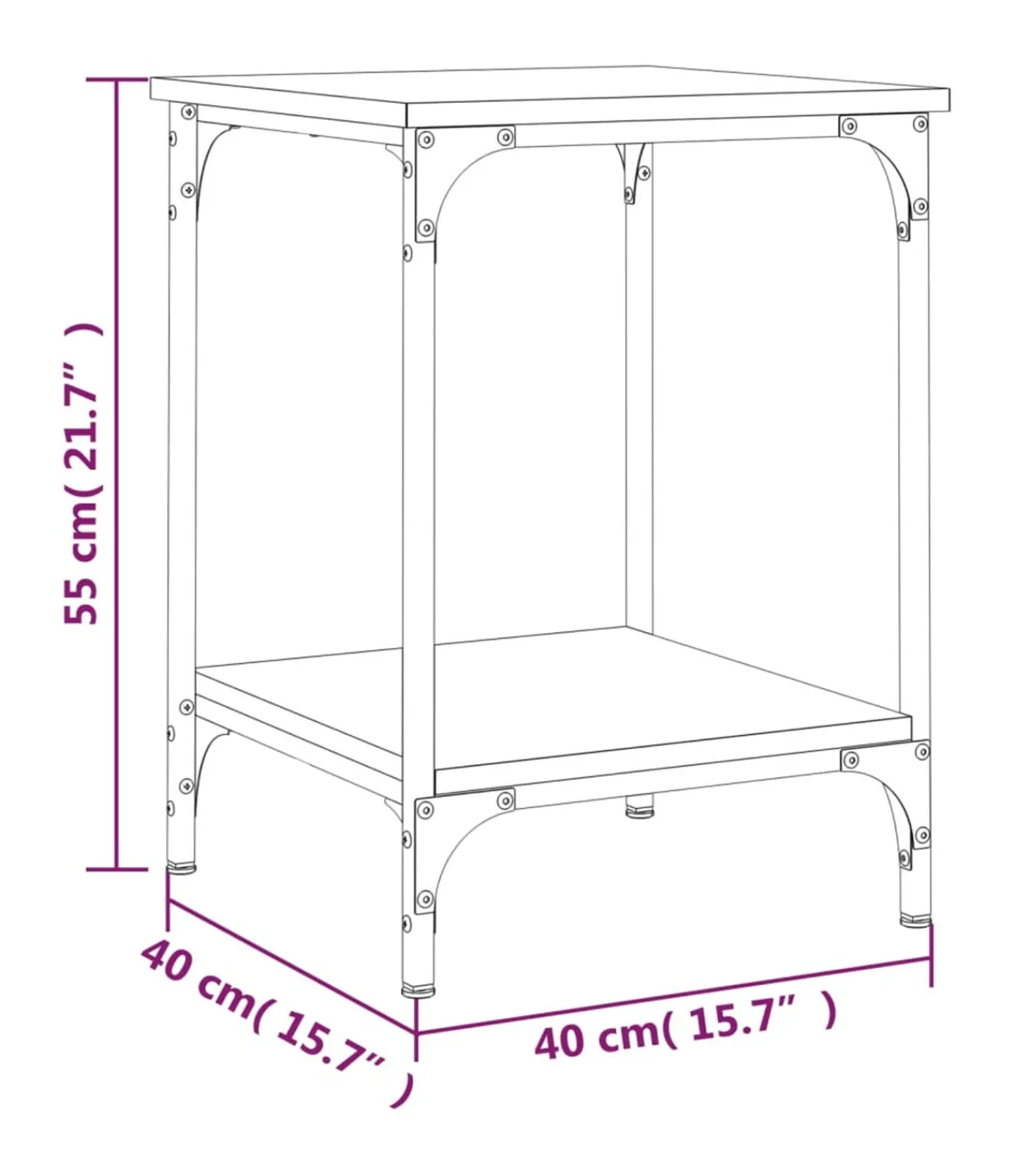 vidaXL Salontafel 40x40x55 cm bewerkt hout sonoma eikenkleurig