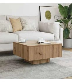 Online Salontafel 60x60x31,5 cm bewerkt hout artisanaal eikenkleur Tafels