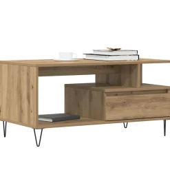 vidaXL Salontafel 90x49x45 cm bewerkt hout artisanaal eikenkleurig