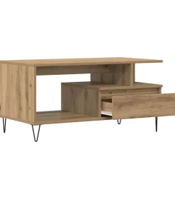 vidaXL Salontafel 90x49x45 cm bewerkt hout artisanaal eikenkleurig