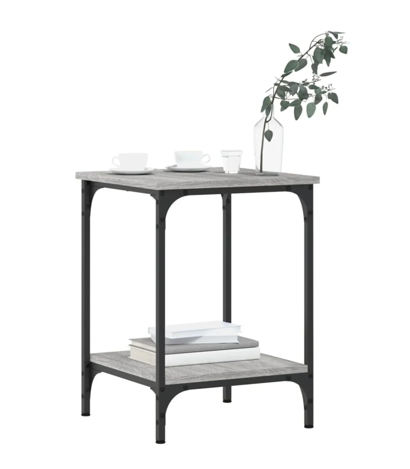 vidaXL Salontafel 40x40x55 cm bewerkt hout grijs sonoma eikenkleurig