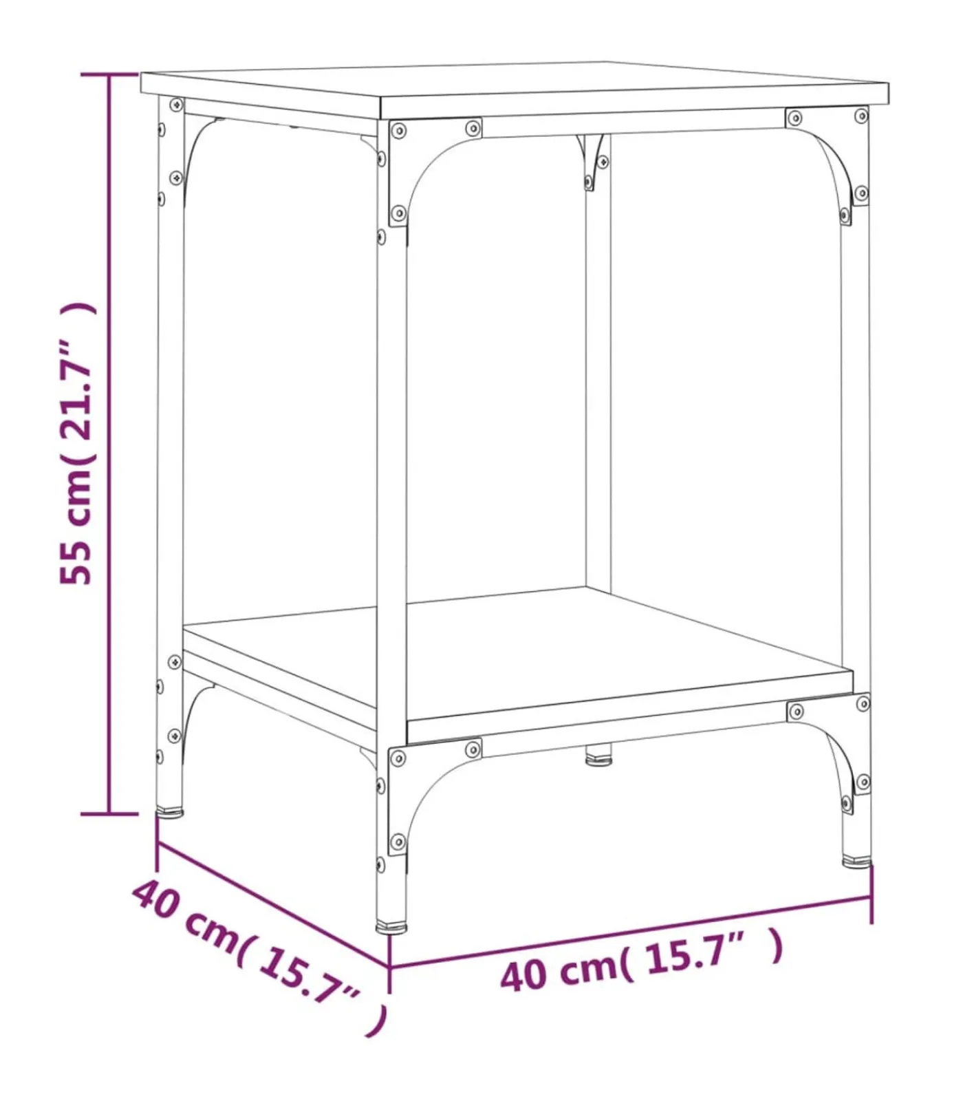 vidaXL Salontafel 40x40x55 cm bewerkt hout grijs sonoma eikenkleurig