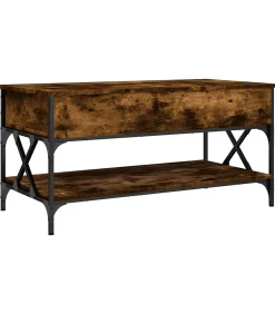 vidaXL Salontafel 100x50x50 cm bewerkt hout en metaal gerookt eiken
