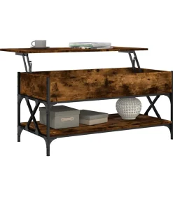 vidaXL Salontafel 100x50x50 cm bewerkt hout en metaal gerookt eiken