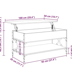 vidaXL Salontafel 100x50x50 cm bewerkt hout en metaal gerookt eiken