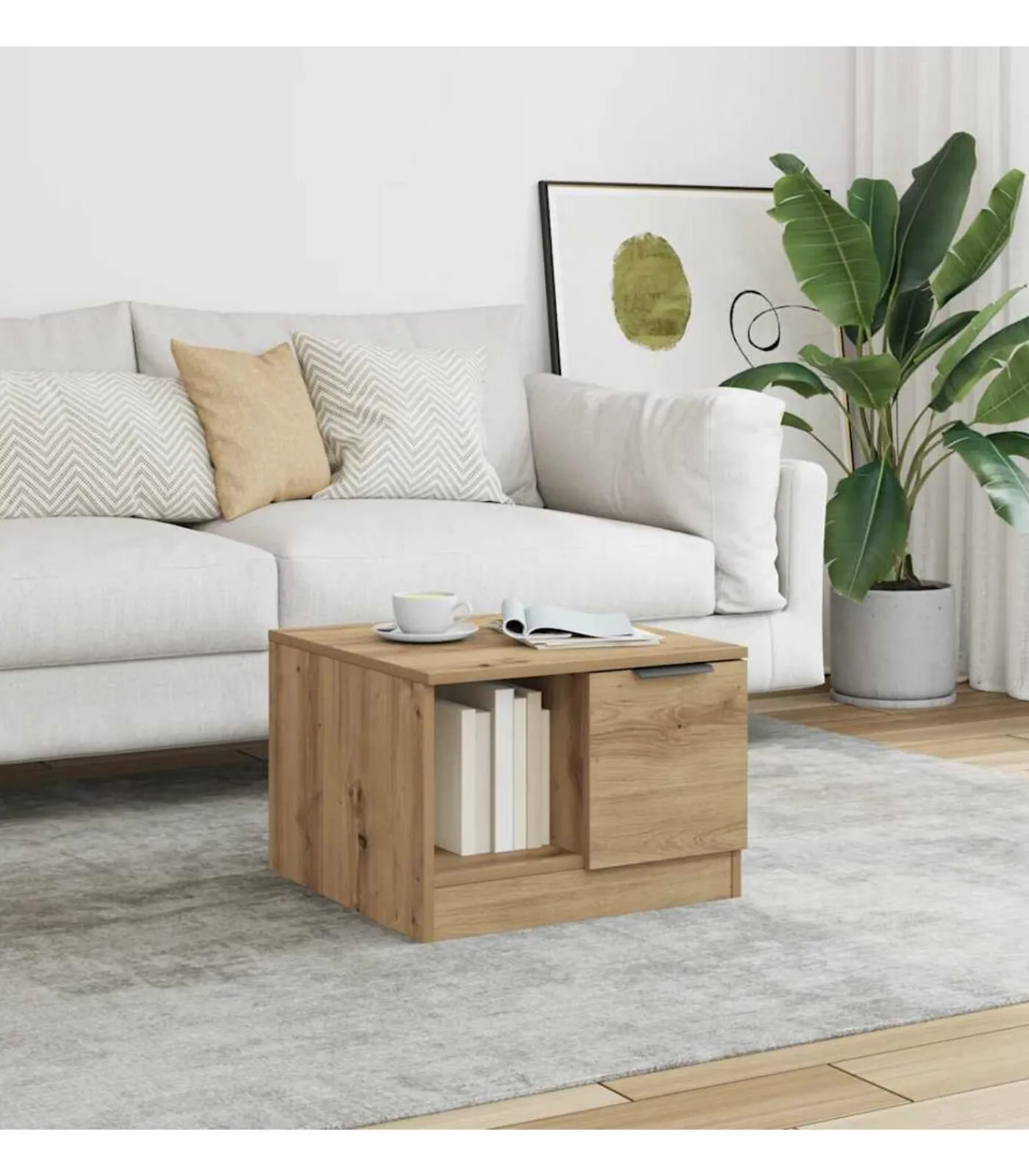 Outlet Salontafel 50x50x36 cm bewerkt hout artisanaal eikenkleur Tafels