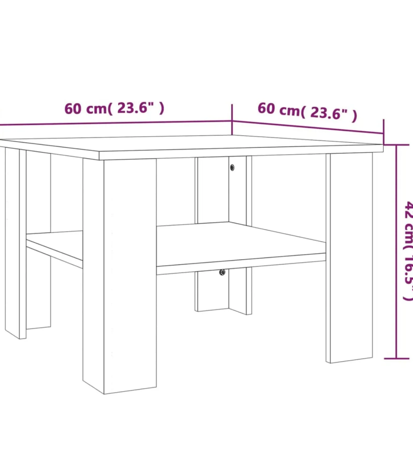 Sale Salontafel 60x60x42 cm bewerkt hout gerookt eikenkleurig Tafels